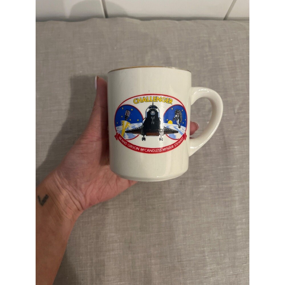 Vtg NASA Space Shuttle Challenger  Coffee Cup Astronaut Signatures McNair Brand